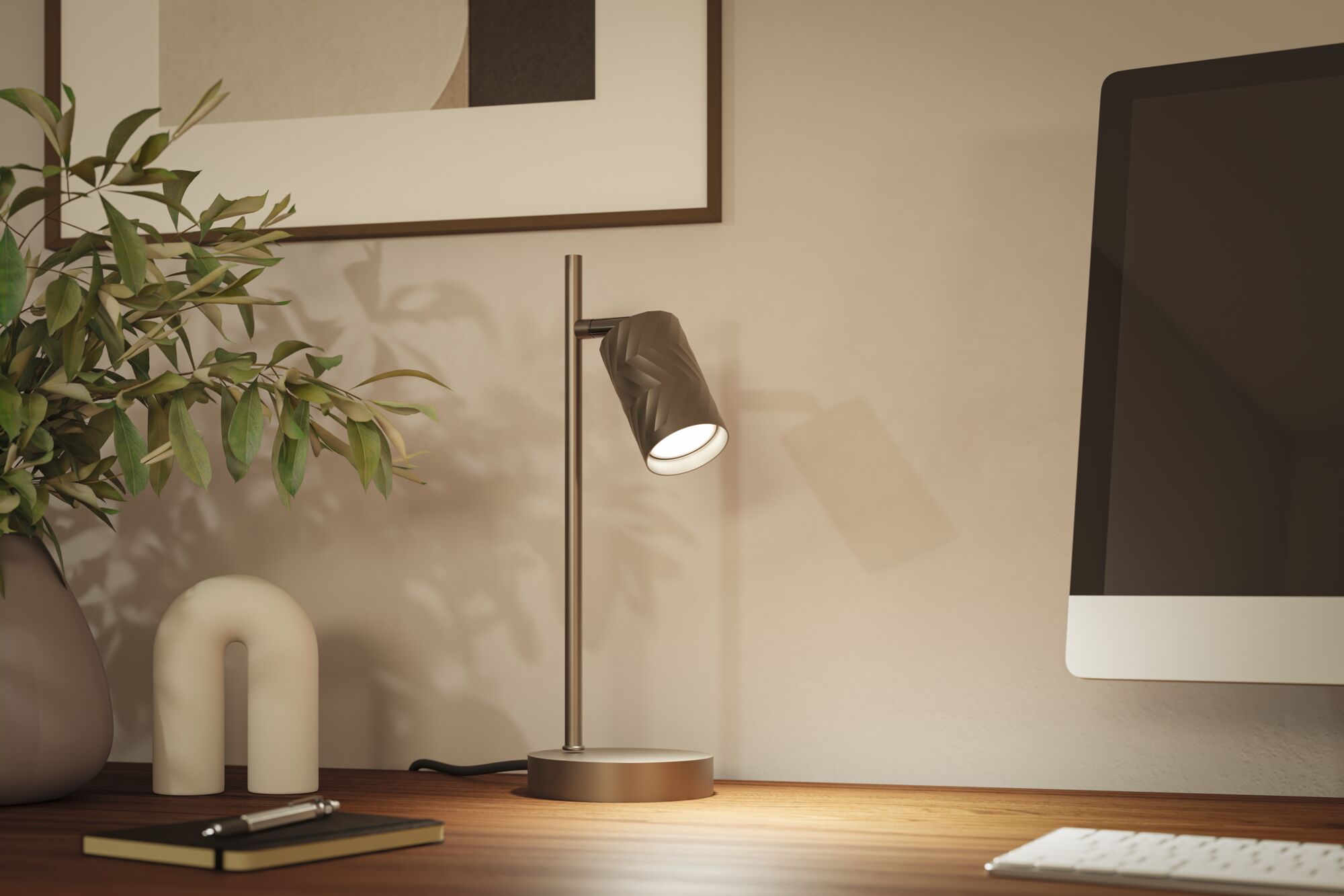 LED-tafellamp Loreva GU10 max. 7W Titaanium Metaal