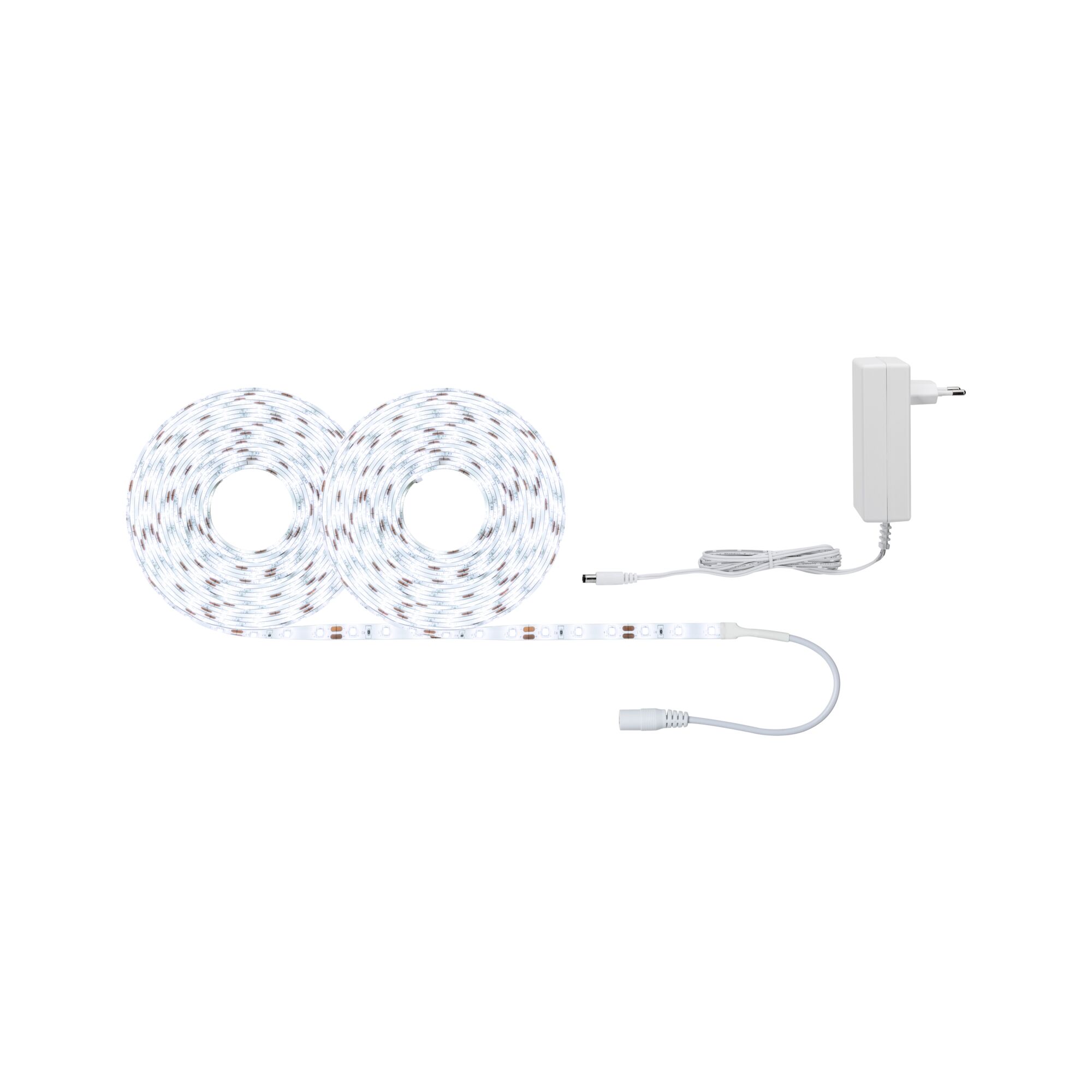 SimpLED Strip LED Blanc lumière Kit complet 10m revêtue 22W 60 LEDs/m 6500K 24VA Deux bandes LED blanches avec adaptateur secteur pour solutions d'éclairage intérieur flexibles