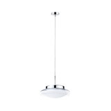 Moderne pendel i krom og hvidt glas med LED-teknologi til stilfuld rumbelysning