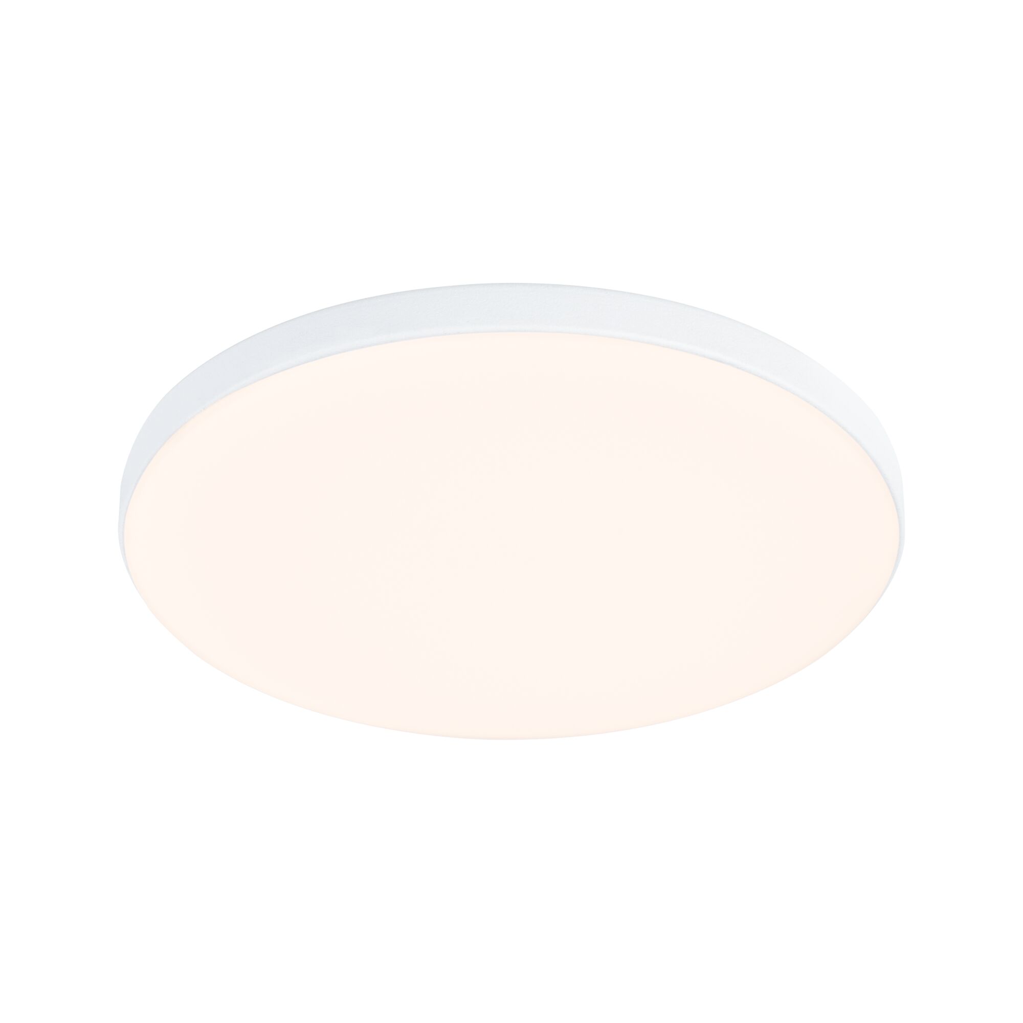 Round white LED ceiling light with matte plastic diffuser for modern room lighting