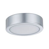 Plafonnier LED rond en aluminium argenté avec diffuseur blanc pour éclairage moderne