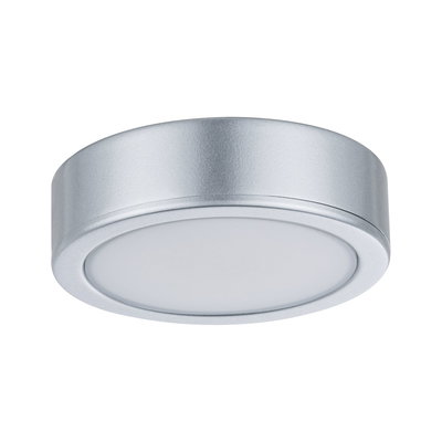 Runde LED-Deckenleuchte aus silbernem Aluminium mit weißem Diffusor für moderne Raumbeleuchtung