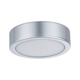 Rund LED-loftlampe i sølvfarvet aluminium med hvid diffusor til moderne belysning