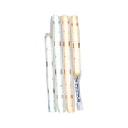 Four flexible LED light strips in various white tones with connector cable for indoor lighting