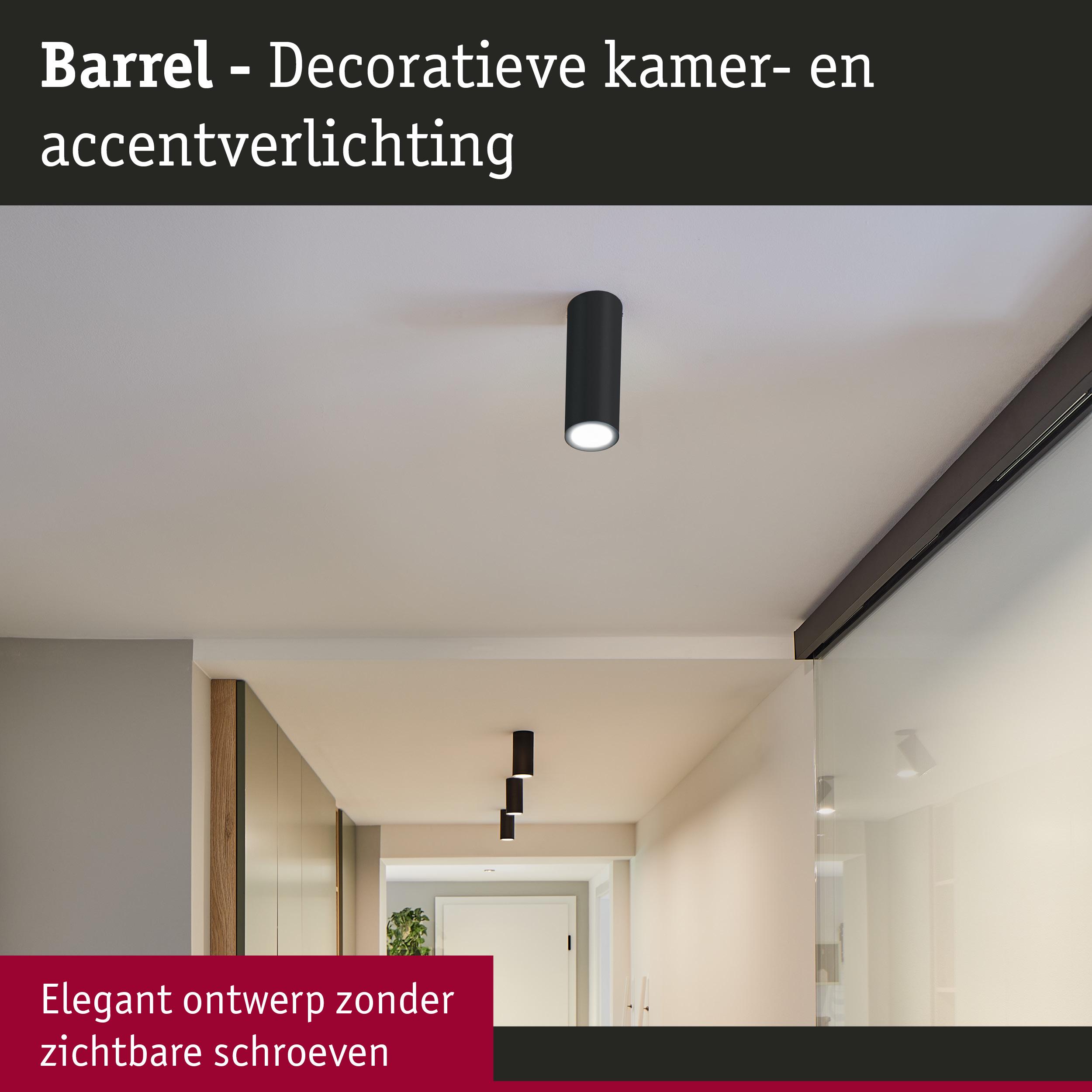 Zwarte cilindervormige metalen plafondlamp met strak design voor moderne woonverlichting