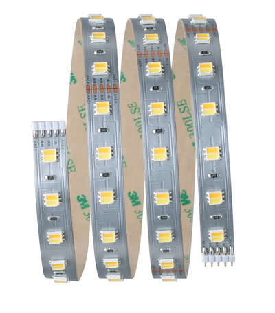 Flexibler LED-Streifen mit warmweißen LEDs auf grauem Trägerband für vielseitige Beleuchtungslösungen