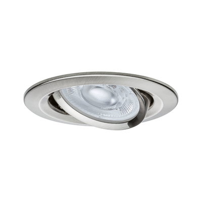 Runder Einbaustrahler aus gebürstetem Edelstahl mit klarem Glas und LED-Lichtquelle