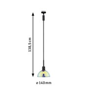 Pendelleuchte mit irisierendem Glas und schwarzem Kabel, 138,5 cm lang, 14 cm Durchmesser