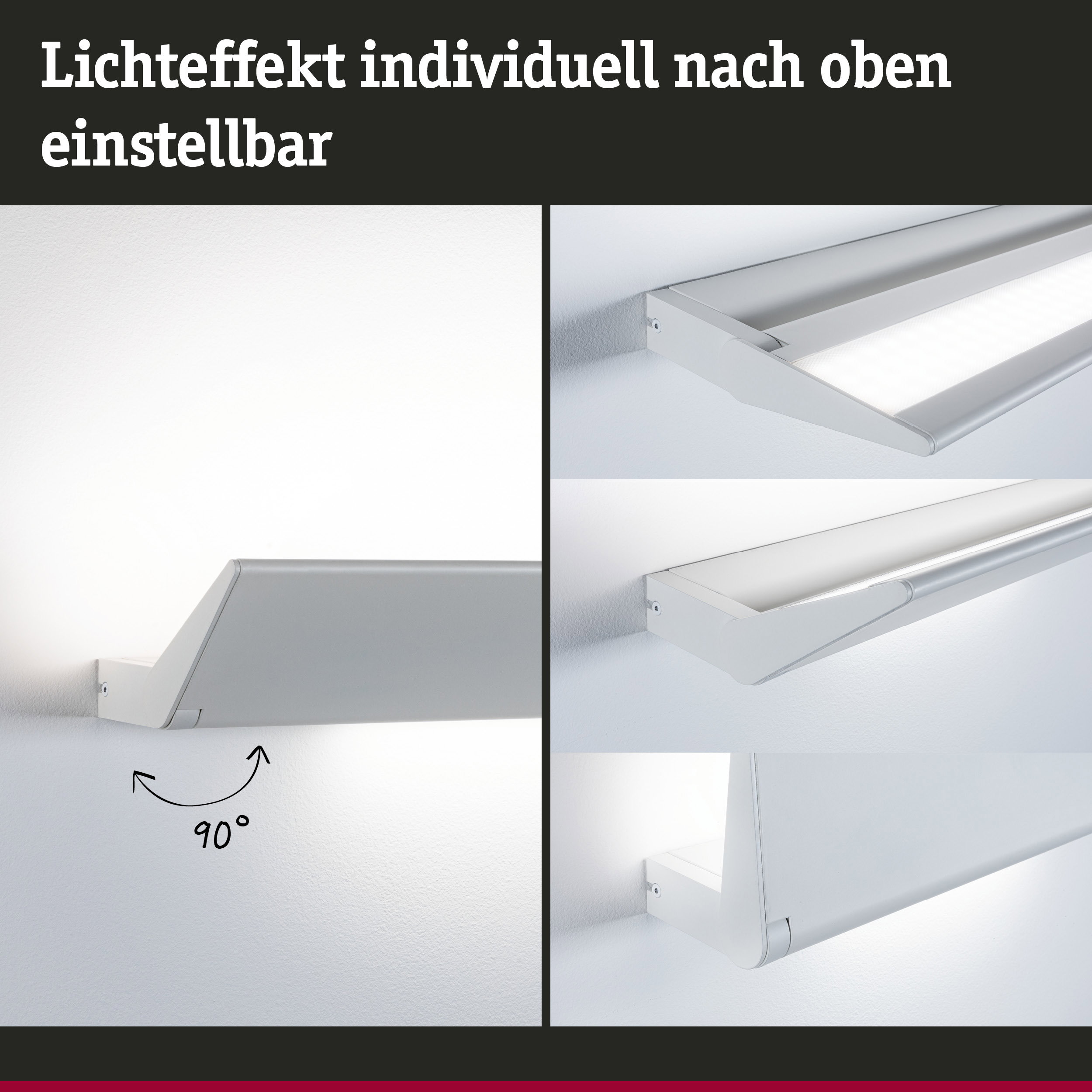 Verstellbare weiße LED-Wandleuchte aus Metall mit individuell einstellbarem Lichteffekt nach oben