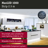 MaxLED 1000 2.5m LED strip with protective cover, bright room lighting, wipeable surface