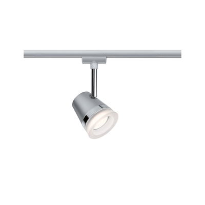 Projecteur LED moderne en métal argenté avec lumière blanche pour systèmes de rails intérieurs