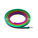 Colorful LED light strip in black with multicolor illumination for decorative room lighting.