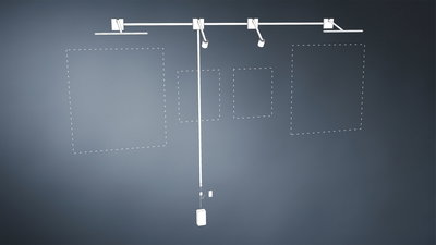 Weißes LED-Schienensystem mit vier verstellbaren Strahlern für flexible Raumbeleuchtung