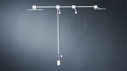 Hvid LED-skinne med fire justerbare spotlights til alsidig rumbelysning