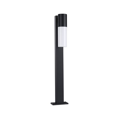 Modern black aluminum outdoor post light with white diffuser for garden lighting
