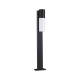 Poteau d'extérieur moderne en aluminium noir avec diffuseur blanc pour éclairage de jardin