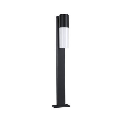 Poteau d'extérieur moderne en aluminium noir avec diffuseur blanc pour éclairage de jardin