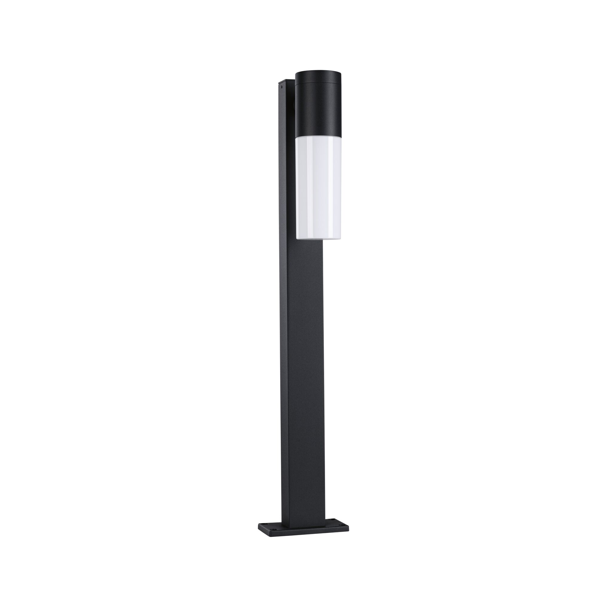 Poteau d'extérieur moderne en aluminium noir avec diffuseur blanc pour éclairage de jardin