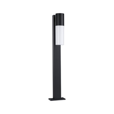 Poteau d'extérieur moderne en aluminium noir avec diffuseur blanc pour éclairage de jardin
