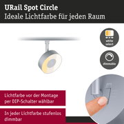 URail Spot Circle LED-Strahler in Silber mit einstellbarer Lichtfarbe und Dimmfunktion