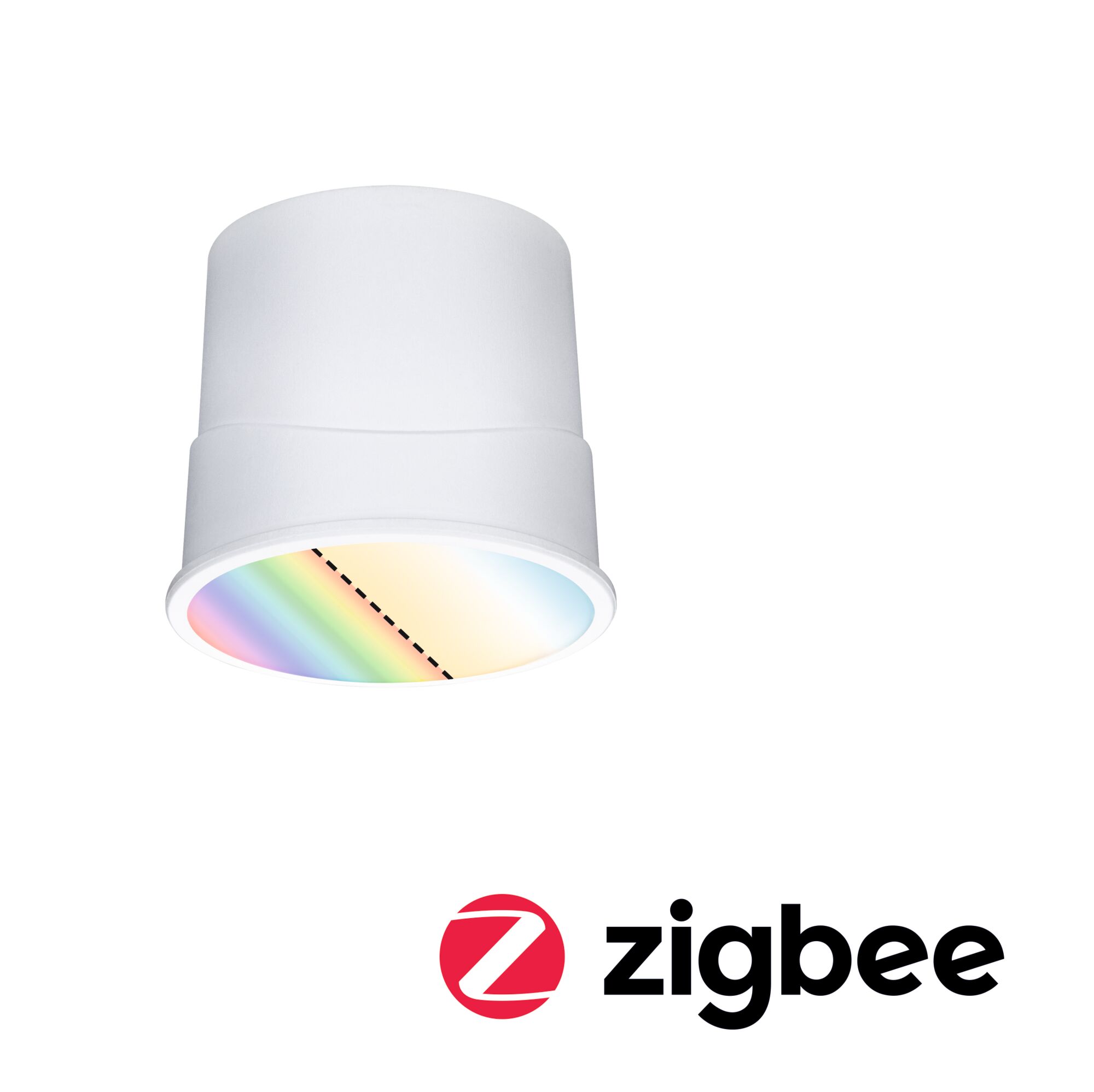 White LED recessed spotlight with color change and Zigbee smart lighting control