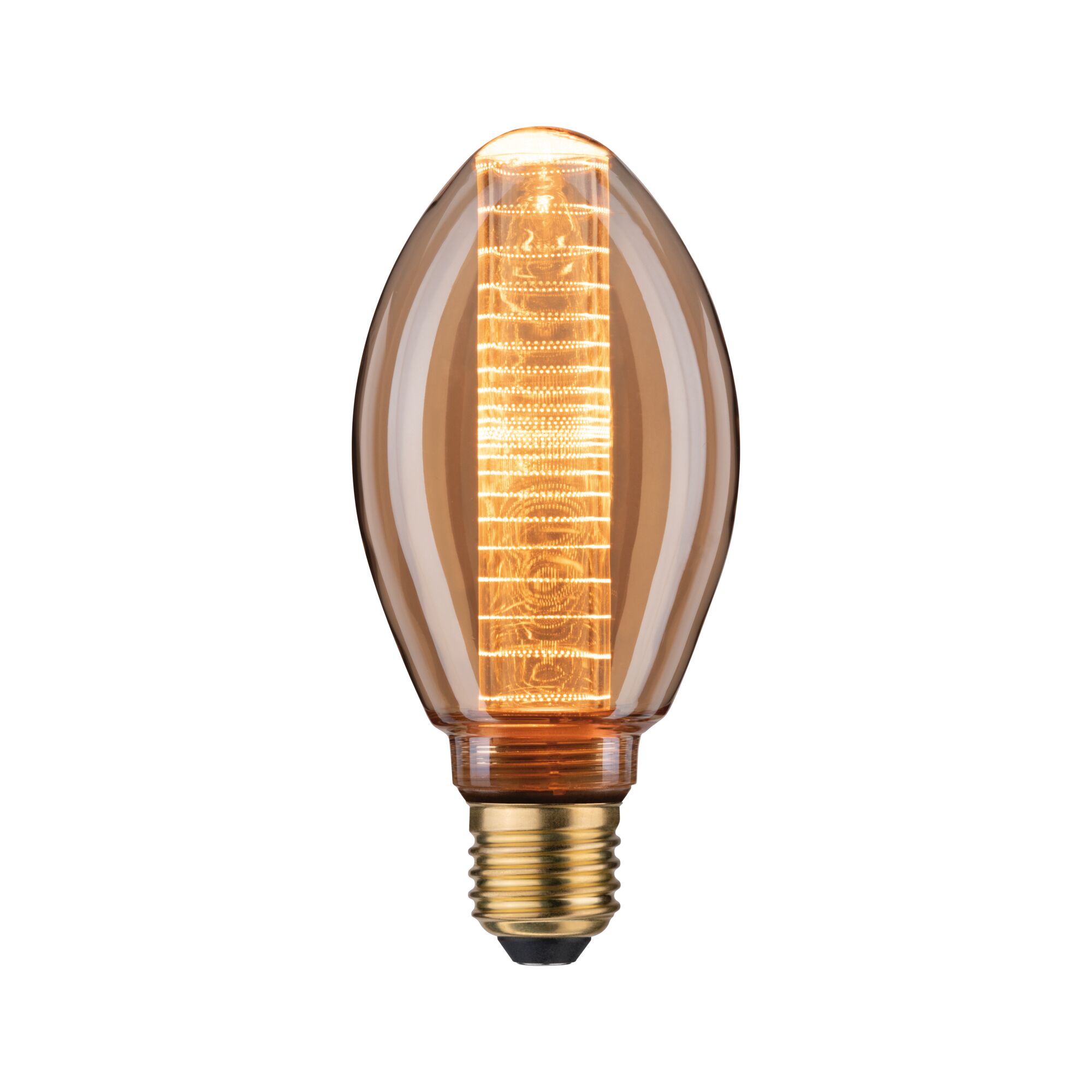 Drop-shaped LED bulb with amber glass and warm white light for decorative lighting use