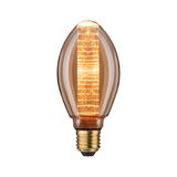 Drop-shaped LED bulb with amber glass and warm white light for decorative lighting use