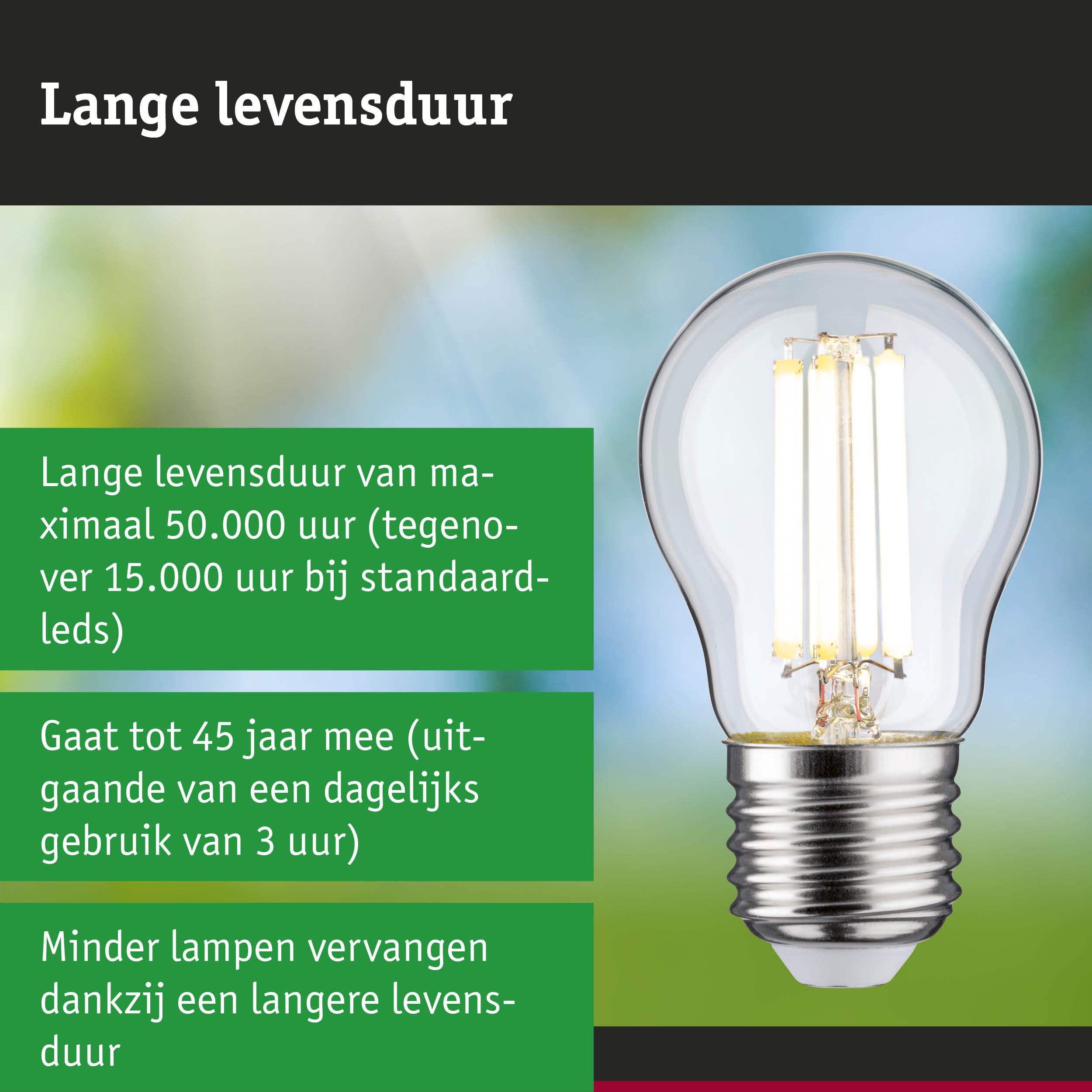 LED-lamp met 3,5 keer langere levensduur dan conventionele lampen, energiezuinige verlichting
