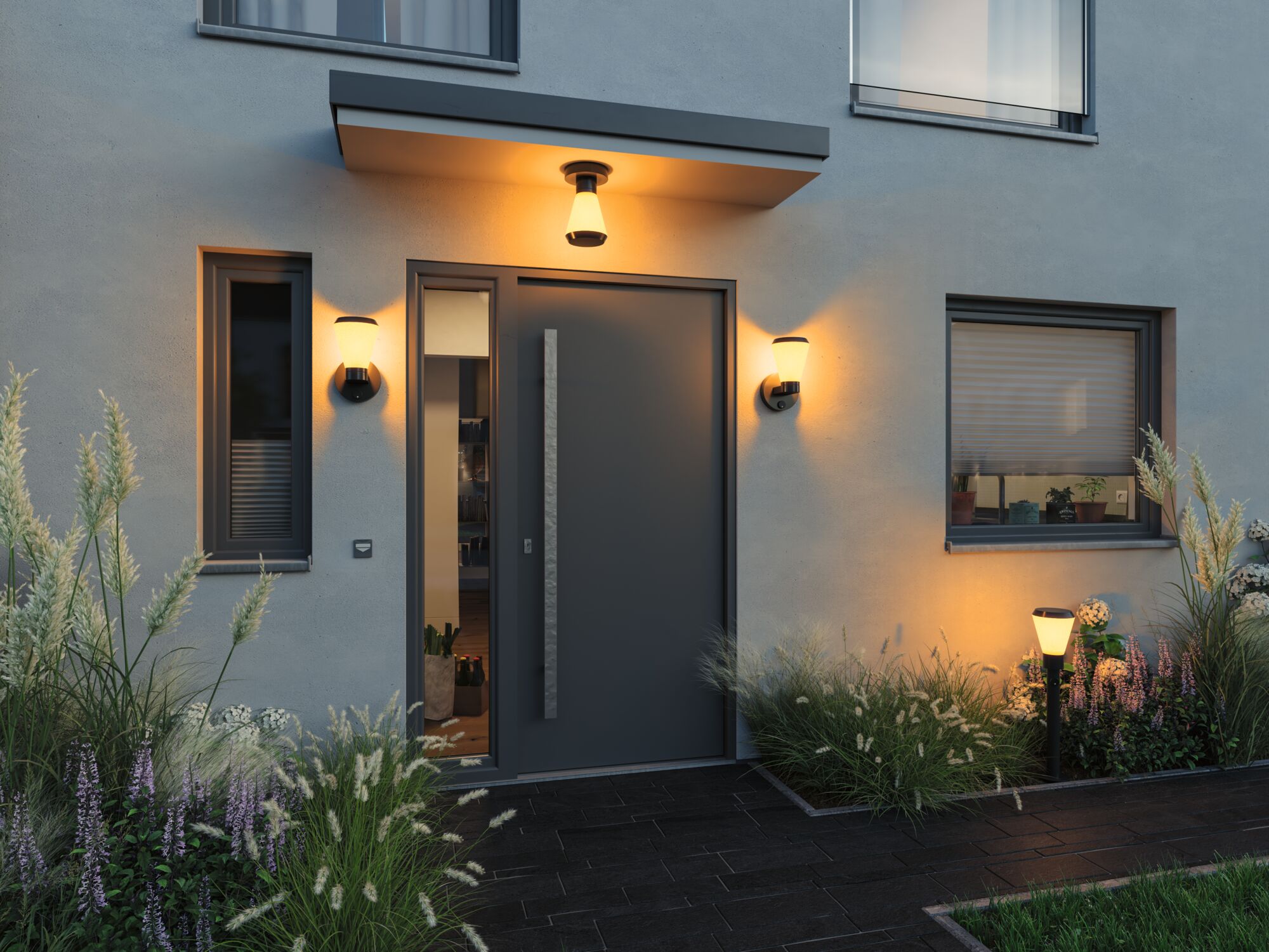 ModuShine Schirm Varino IP44 rund Anthrazit/Weiß