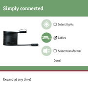 Black connection cable with connectors for flexible lighting systems and easy installation