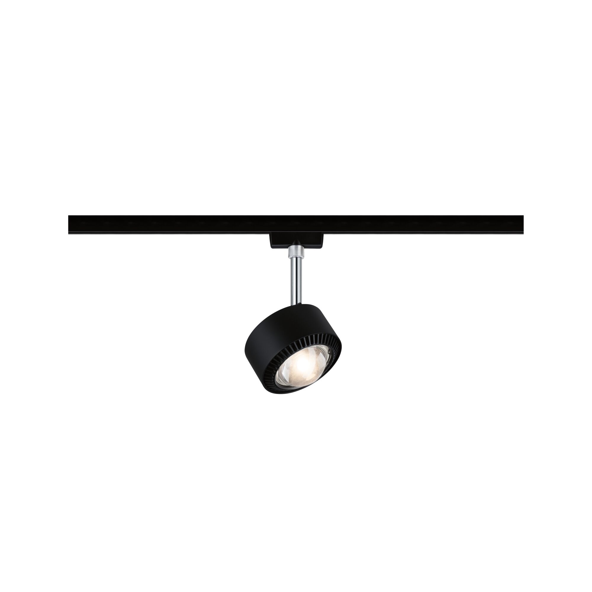 Schwarze LED-Schienenleuchte mit verstellbarem Spotkopf aus Metall für moderne Innenbeleuchtung
