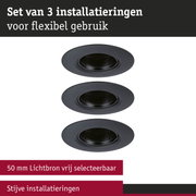Set van 3 zwarte inbouwframes voor flexibele en stijve lichtinstallaties met 50 mm lichtbron