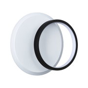 Runde LED-Wandleuchte in Weiß mit schwarzem Leuchtring aus Kunststoff für moderne Innenbeleuchtung