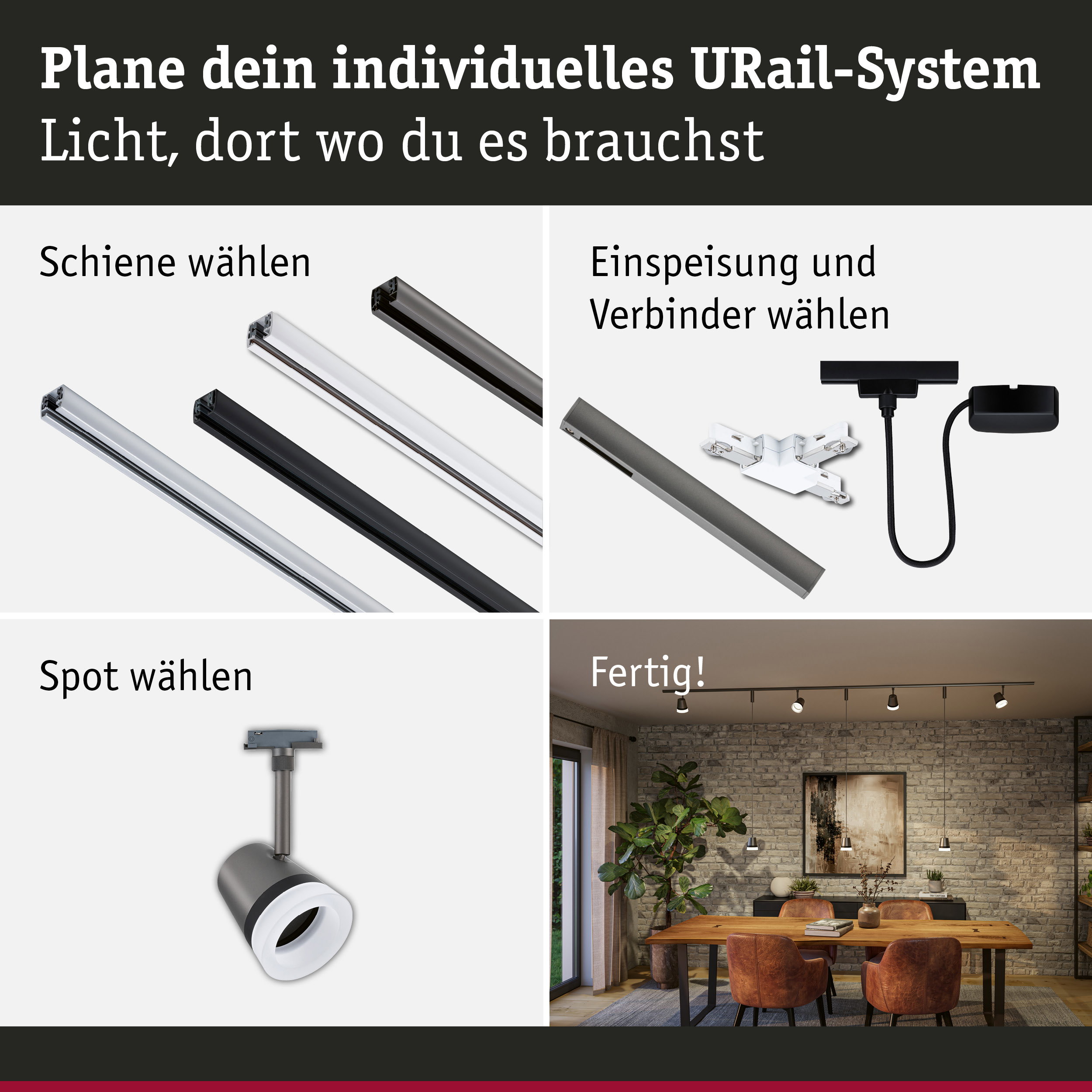 URail Schienenspot Cone GU10 max. 10W dimmbar 230V Titanium