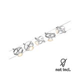 Modernes Seilsystem mit fünf silbernen LED-Strahlern aus Metall, Leuchtmittel nicht enthalten