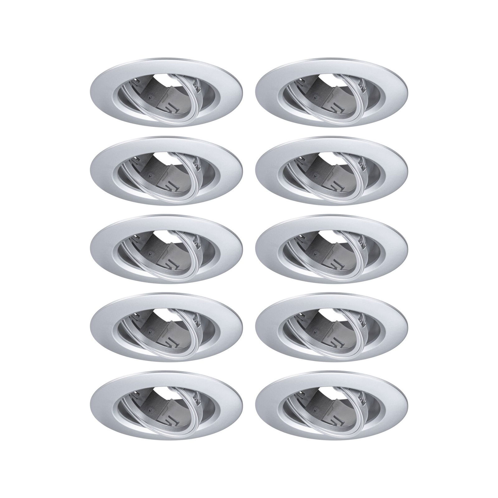 Recessed luminaire 10 pack Swivelling round 90mm 30° GU10 max. 10x10W 230V dimmable Chrome matt