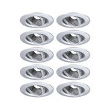 Zehn weiße Einbaustrahler aus Metall mit schwenkbarem Einsatz für flexible LED-Beleuchtung