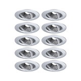 Tien witte metalen inbouwspots met verstelbare inzet voor flexibele LED-verlichting