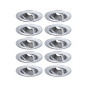 Ten white metal recessed spotlights with adjustable inserts for flexible LED lighting solutions