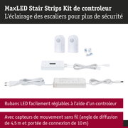 Kit de contrôle MaxLED pour éclairage d'escalier avec capteurs de mouvement blancs et câbles LED