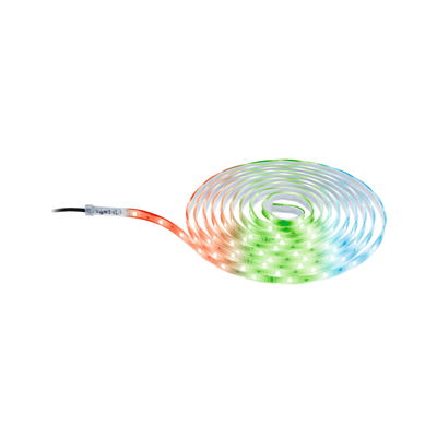 Bunter LED-Lichtstreifen mit flexibler Kunststoffummantelung für dekorative Beleuchtung im Innenbereich