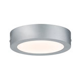 Round ceiling light in grey metal with white diffuser for modern interior lighting