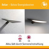 Solarbetriebene Wandlampe in Schwarz mit LED-Leuchte, lädt Akku durch Sonneneinstrahlung, energiesparend