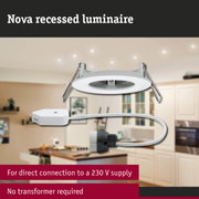 Nova recessed luminaire in white plastic for direct 230 V connection without transformer required