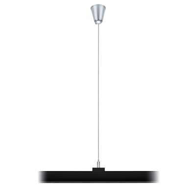 Sort LED-pendel i metal med sølv loftbeslag til moderne indendørs belysning