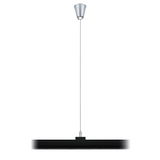 Schwarze LED-Pendelleuchte aus Metall mit silberner Deckenhalterung für moderne Innenbeleuchtung