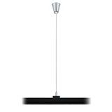 Schwarze LED-Pendelleuchte aus Metall mit silberner Deckenhalterung für moderne Innenbeleuchtung