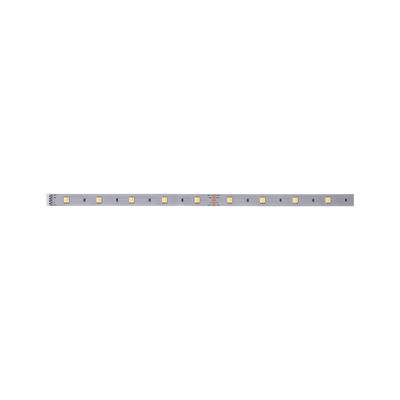 Long LED strip with warm white LEDs on silver board for versatile lighting applications
