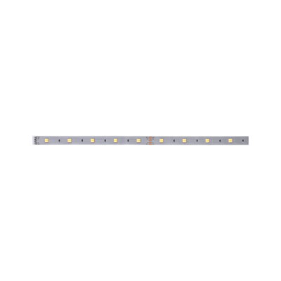 Long LED strip with warm white LEDs on silver board for versatile lighting applications