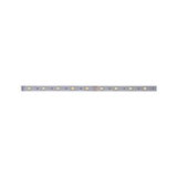 Long LED strip with warm white LEDs on silver board for versatile lighting applications